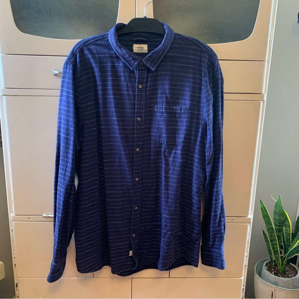 Marine Layer X-Large Cotton striped long-sleeve button down shirt